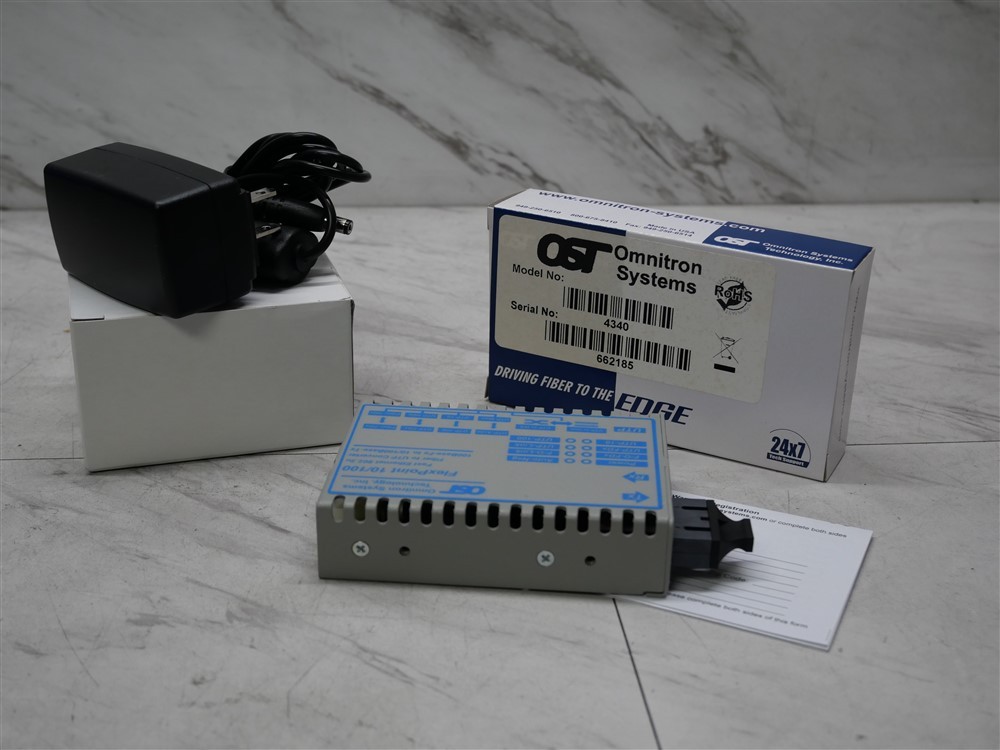 NEW Omnitron Systems Media Converter 100BTX to 100Bf X MM St 1300Nm 2Km with Pwr