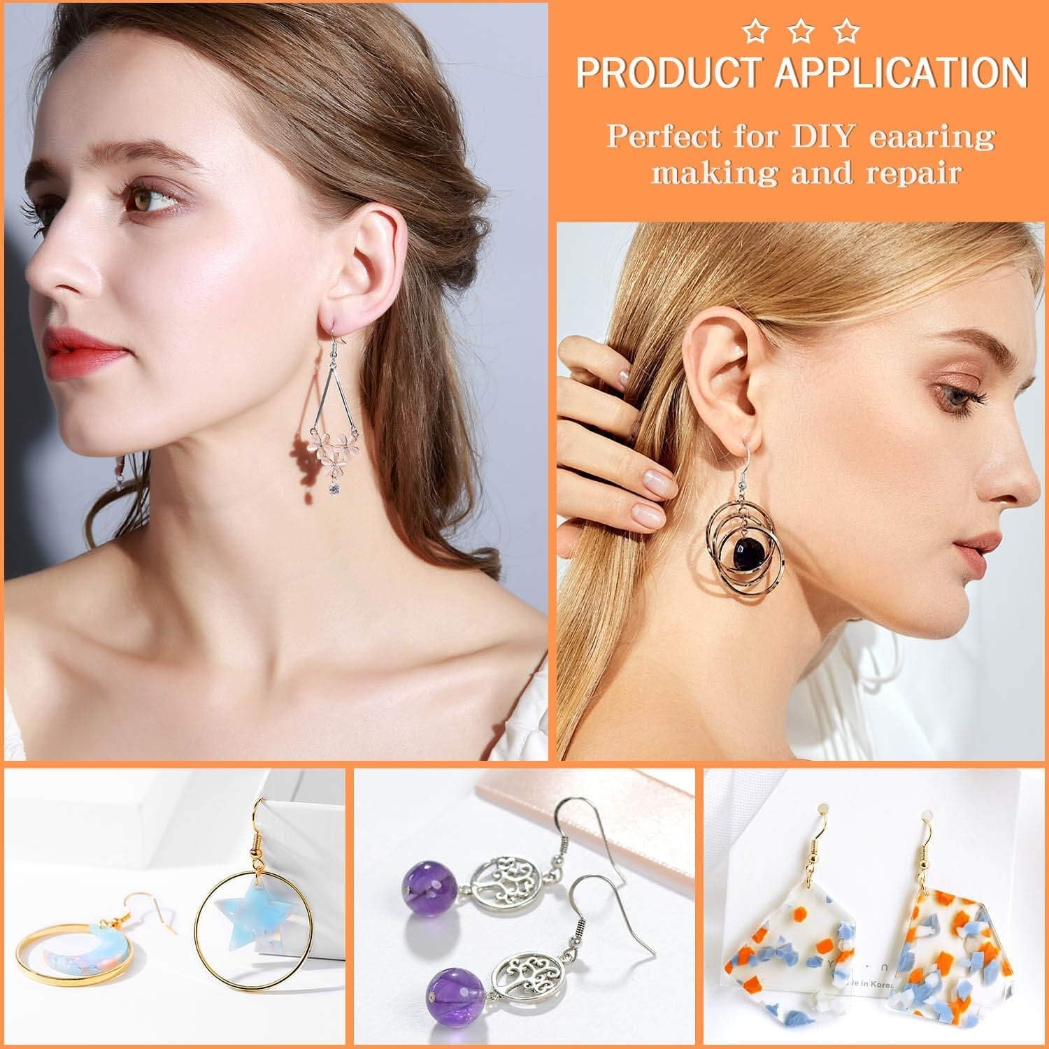 Earring Making Kit with Earring Hooks Findings, Earring Backs Posts, Jump Rin...