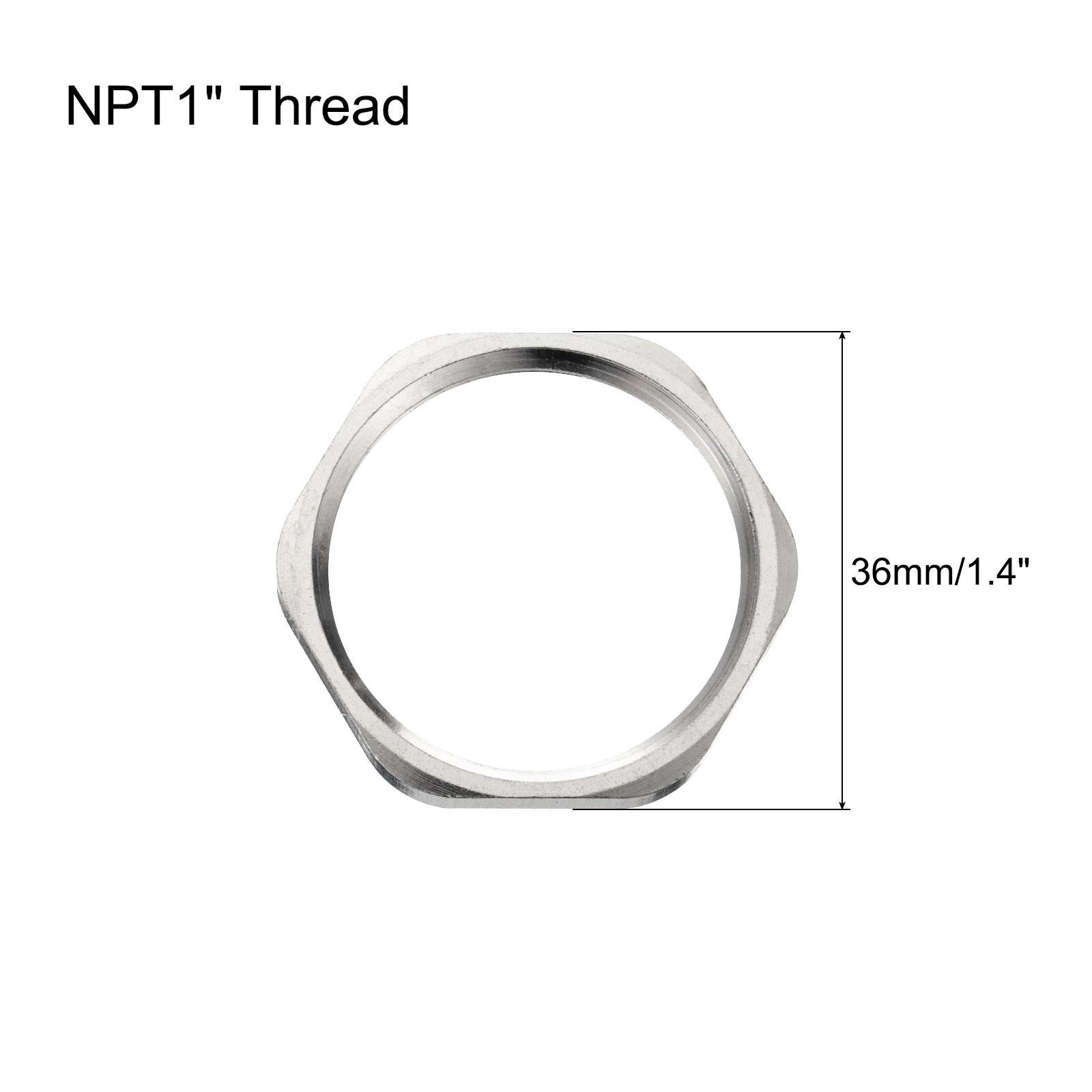 2PCS Cast Pipe Fitting Hex Locknut Nut NPT1" Female Thread Silver Tone