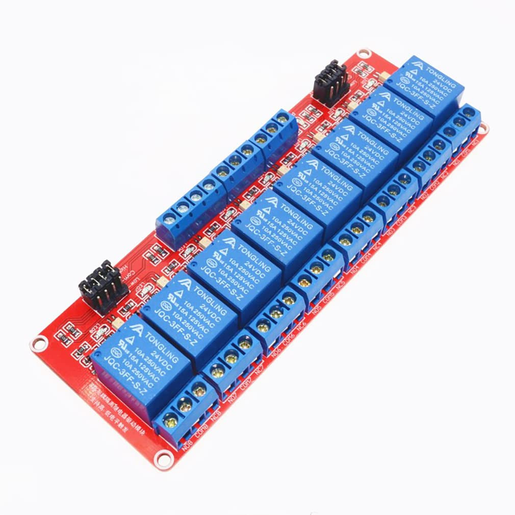 24V 8 Channel Relay Module with OPTO-Isolated High and Low Level Trigger 8 Ways
