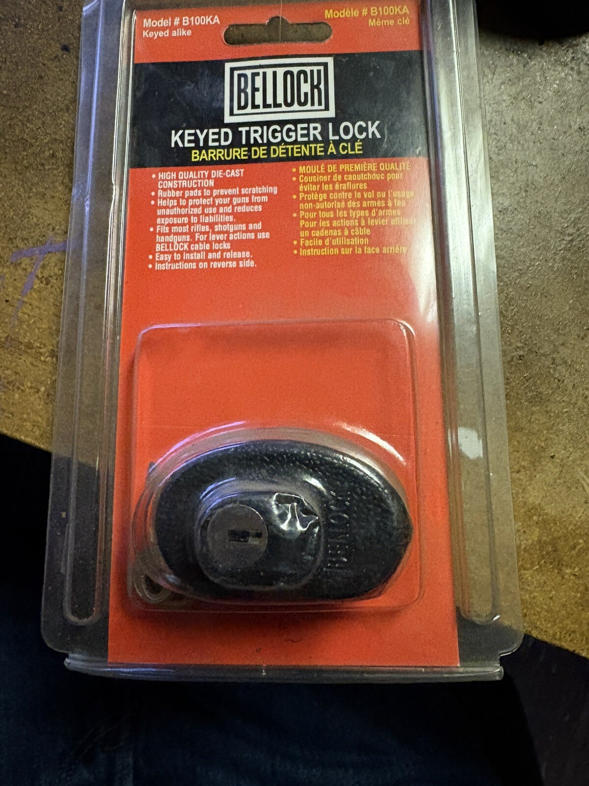 New Bellock Keyed Trigger Lock For Rifles, Shotguns, and Pistols - Model B100KA