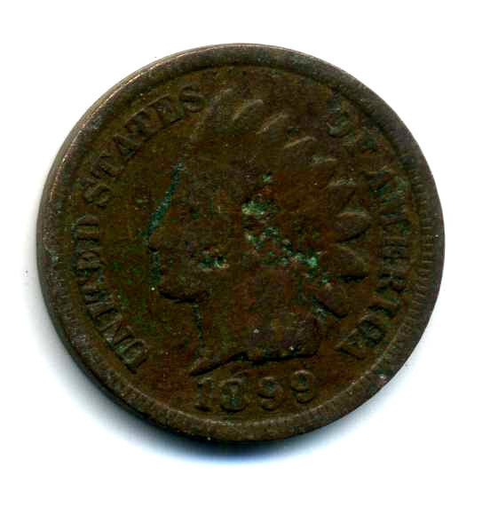 INDIAN HEAD CENT Head 1899 Circulated United States 1C PENNY 1 C Coin #8470
