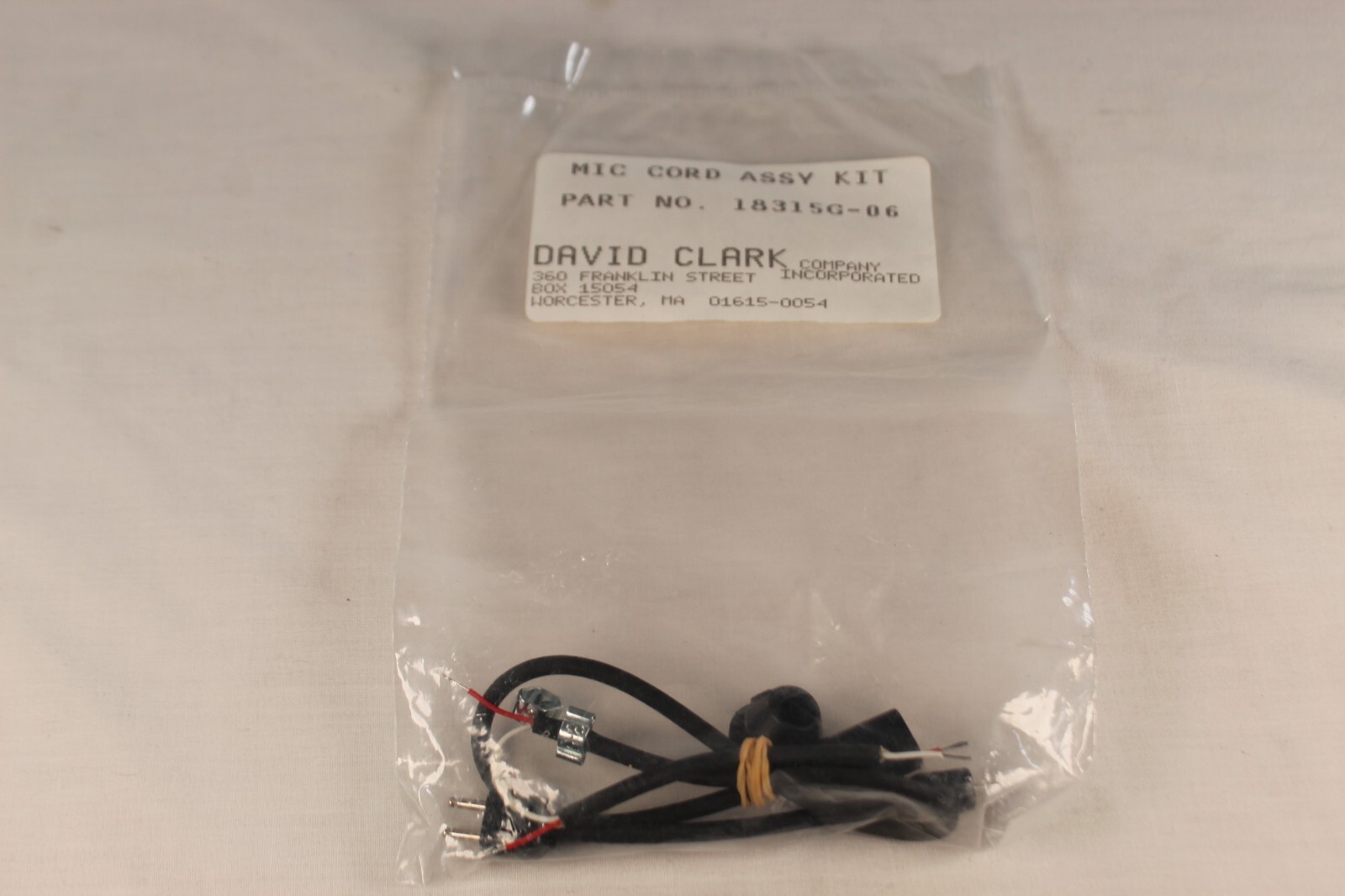 DAVID CLARK MIC CORD ASSY KIT P/N 18315G-06 (E-1)