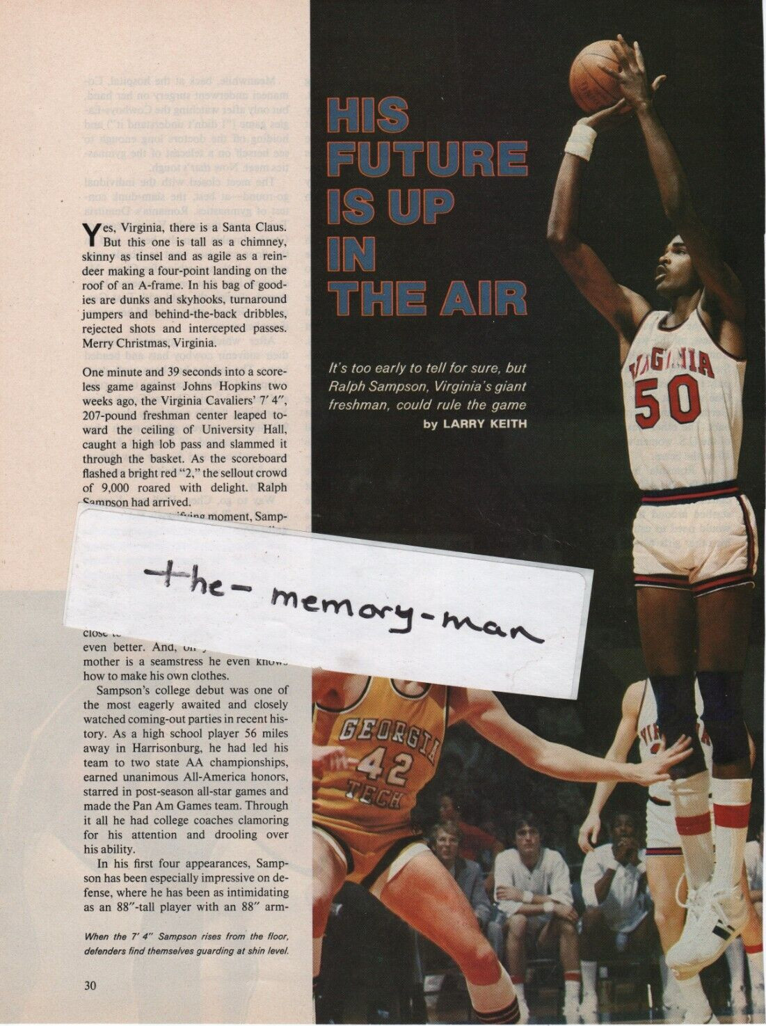 Ralph Sampson Virginia Cavaliers 1979 Picture Article 2 Pg Clipping Chico Resch