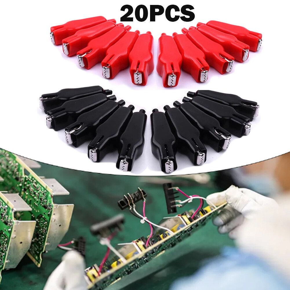 20 Pcs Insulated Alligator Clips 20A Electrical Test Alligator Clamp Black Red