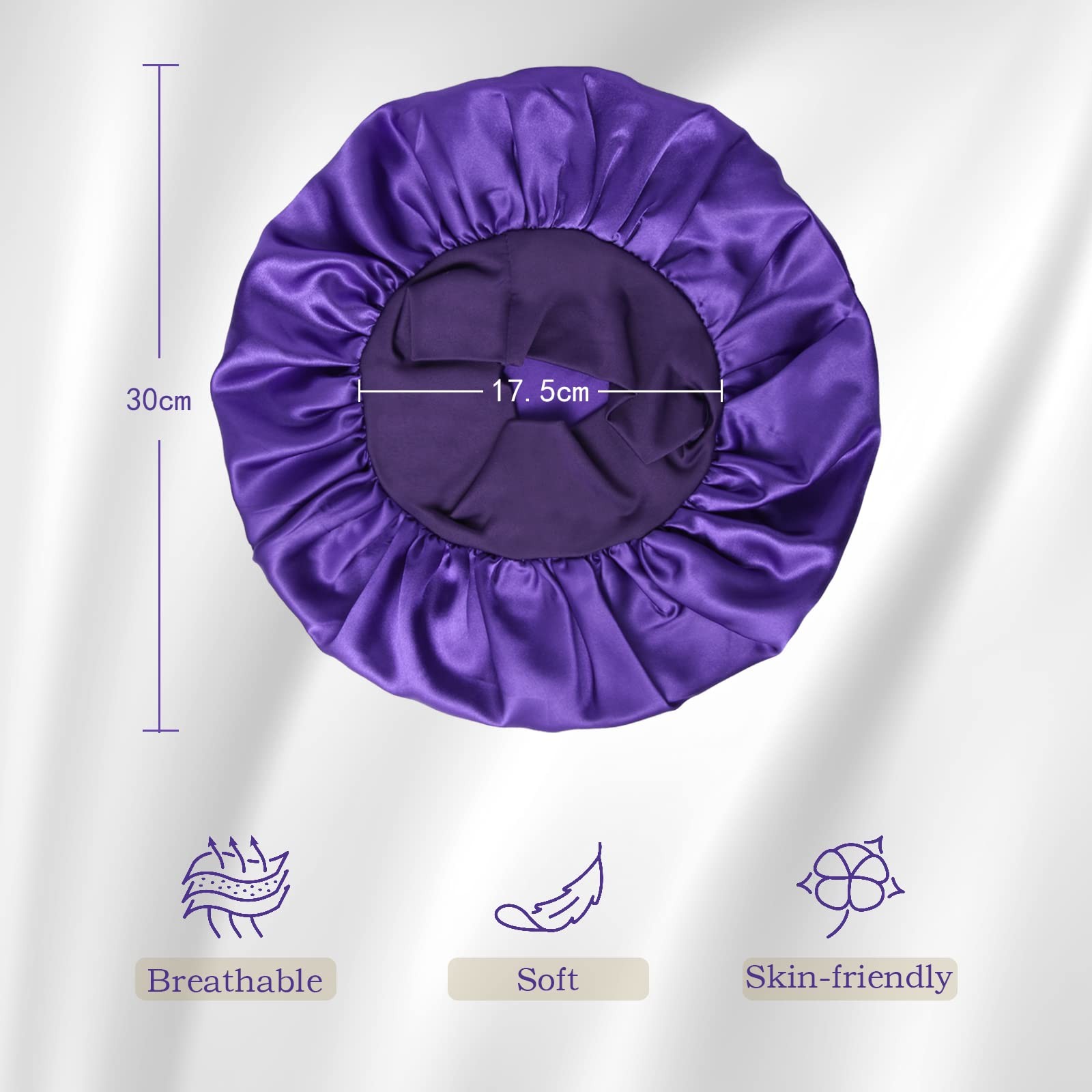 Satin Bonnet Elastic Wide Band Silk Hair Bonnet For Sleeping Men 10 PCS