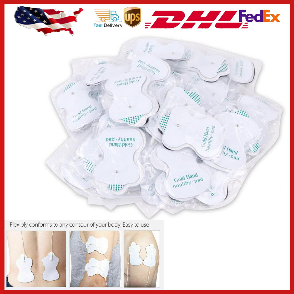 50Pcs  Snap On Replacement Electrode Pads Bulk For Tens Unit Therapy Massager