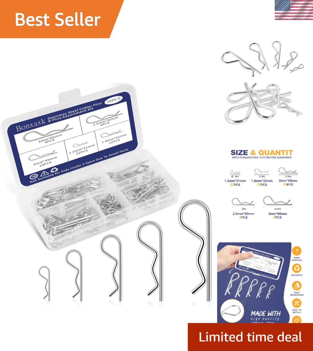 Versatile 5-Sizes Cotter Pin Set for Trailer Locking & Mechanic Applications