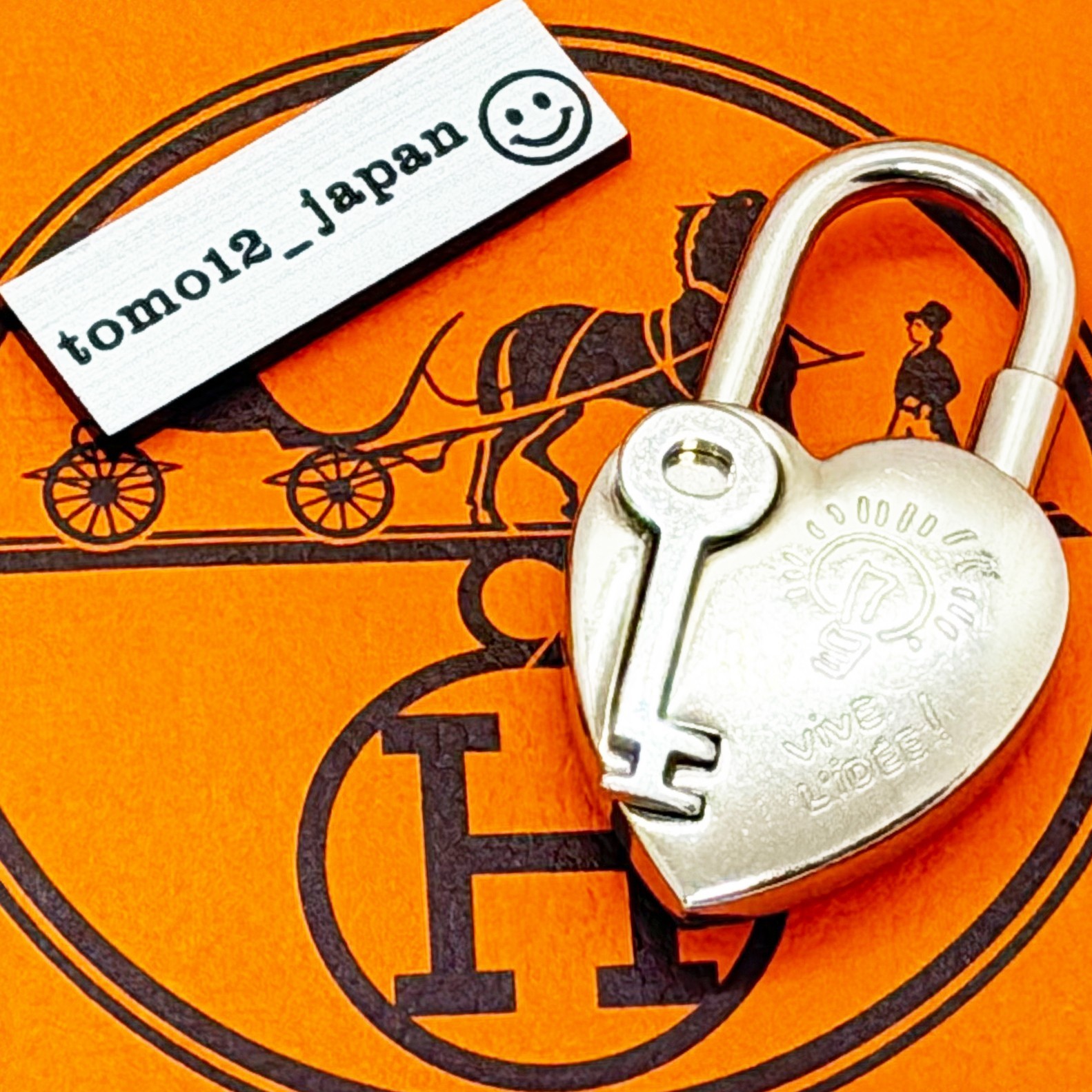 Hermes 2004 Cadena Padlock Fantasy Heart Silver Bag Charm Accessory Lock Japan