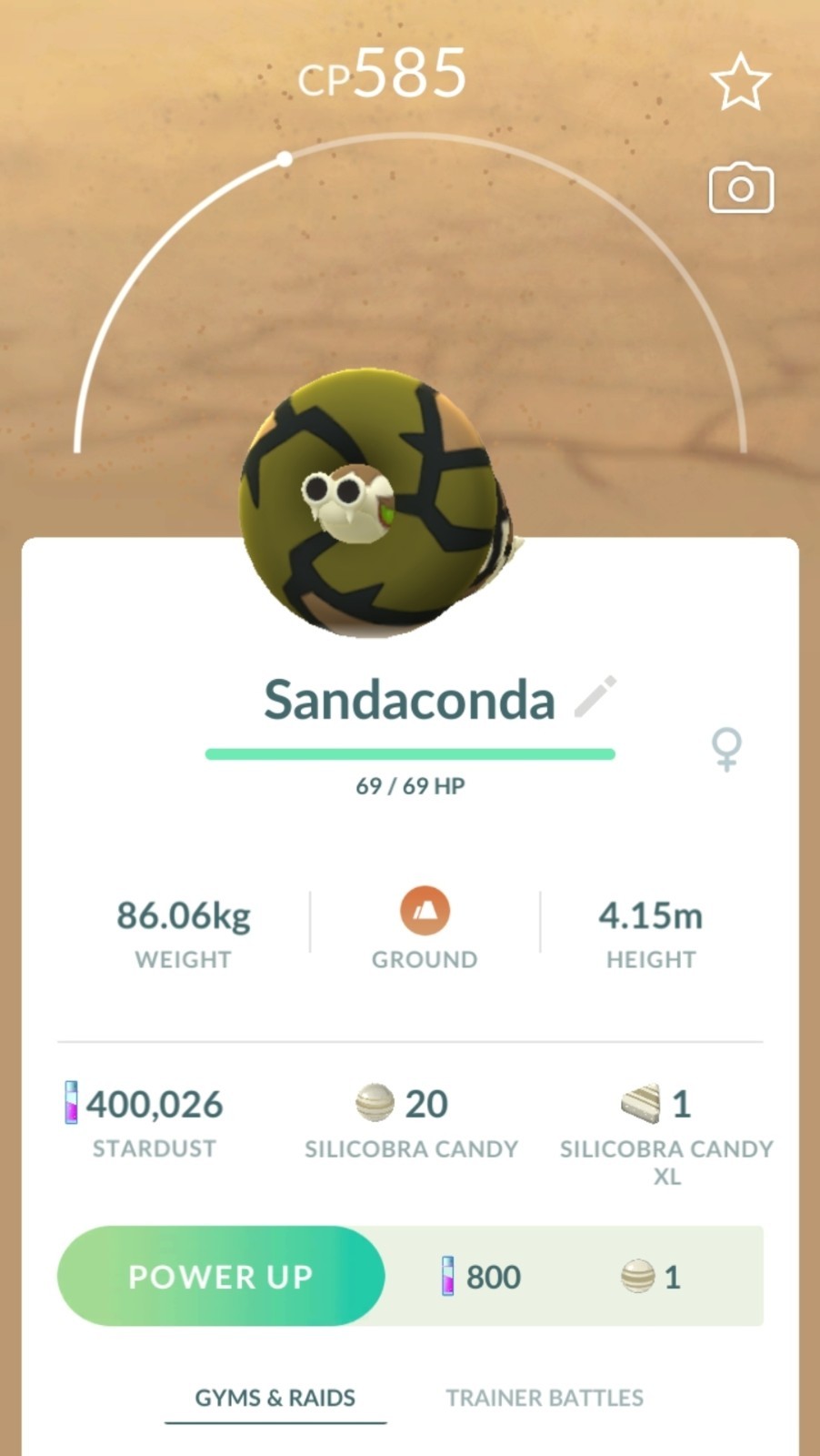 Pokémon Sandaconda (Silicobra Evolution) Tradee Go