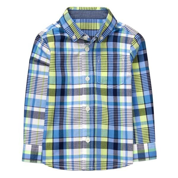 NWT Gymboree Dressed Up Boy Plaid Blue Long Sleeve Button Down Shirt 2T