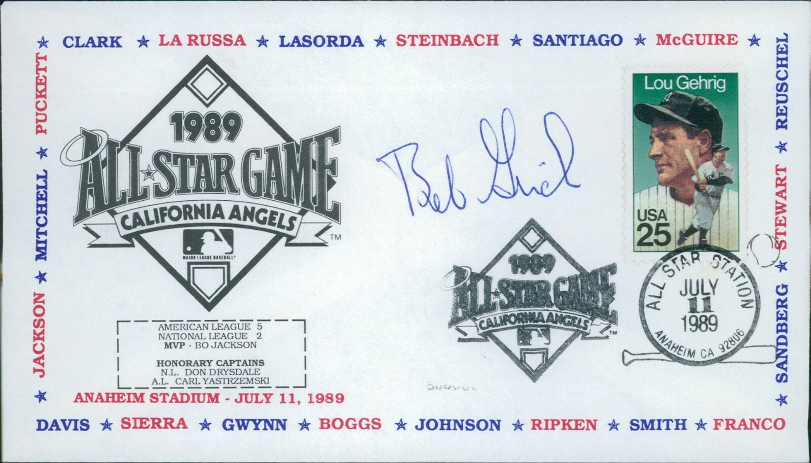 Bobby Grich Signed 1989 All Star Game Cachet JSA Authenticated