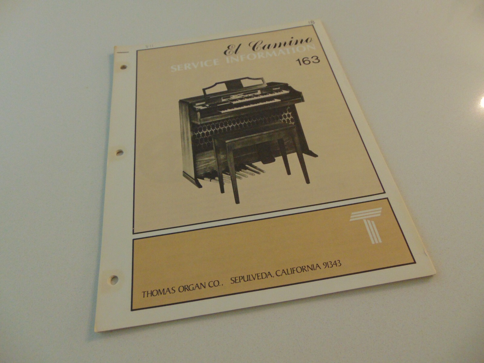 Thomas Organ El Camino 163 Service Repair Shop Manual Schematics