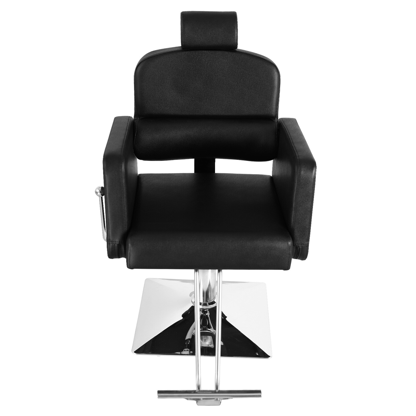 PVC Leather Cover Galvanized Square Plate With Footrest Reclining Barber Chair