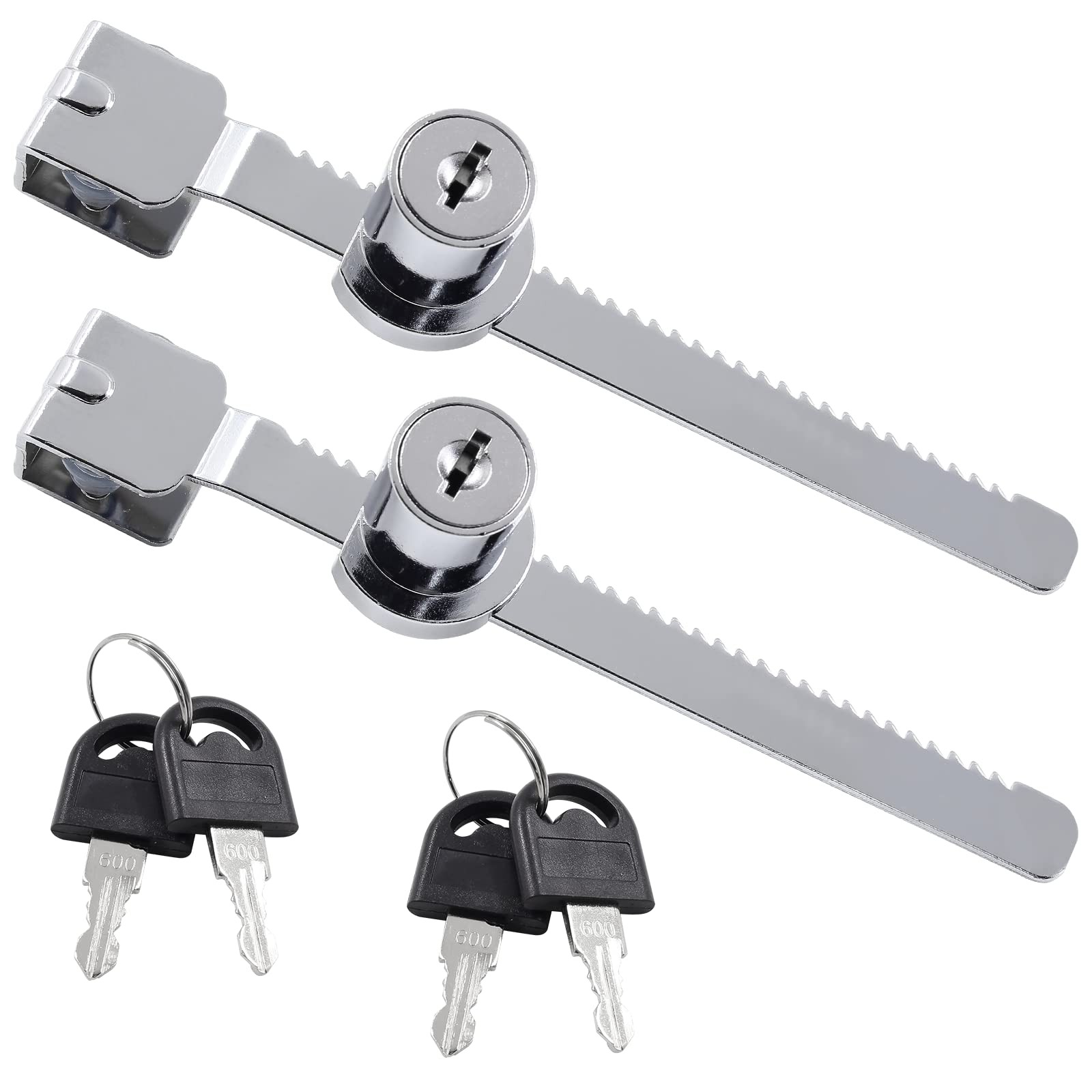 2Pcs Sliding Glass Door Ratchet Lock Drawer Display Case Showcase Lock with C...