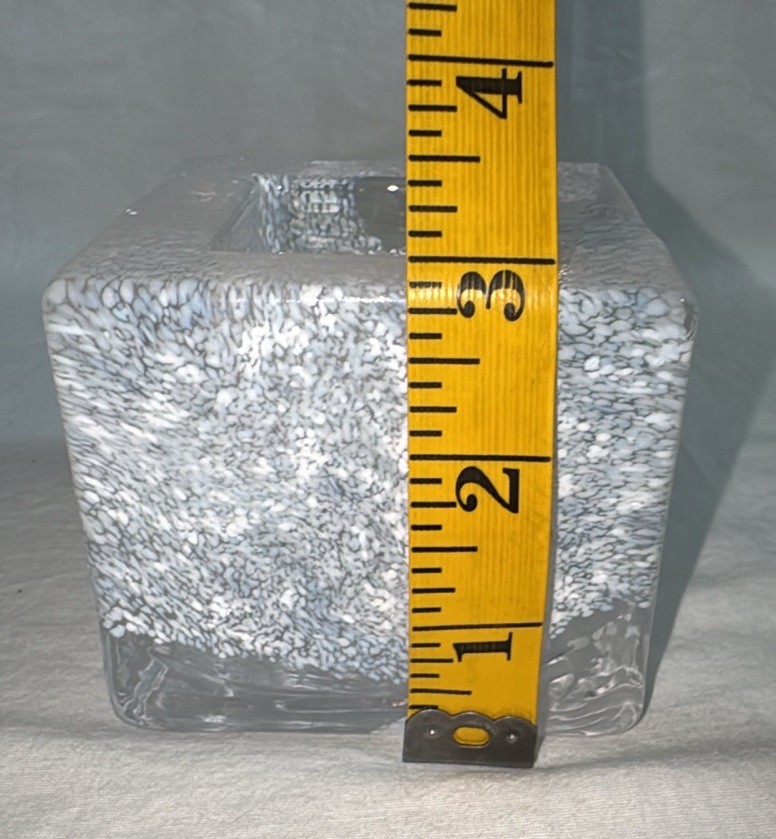 Kosta Boda Ice Block Square Clear Glass Candleholder Mid Century Swedish