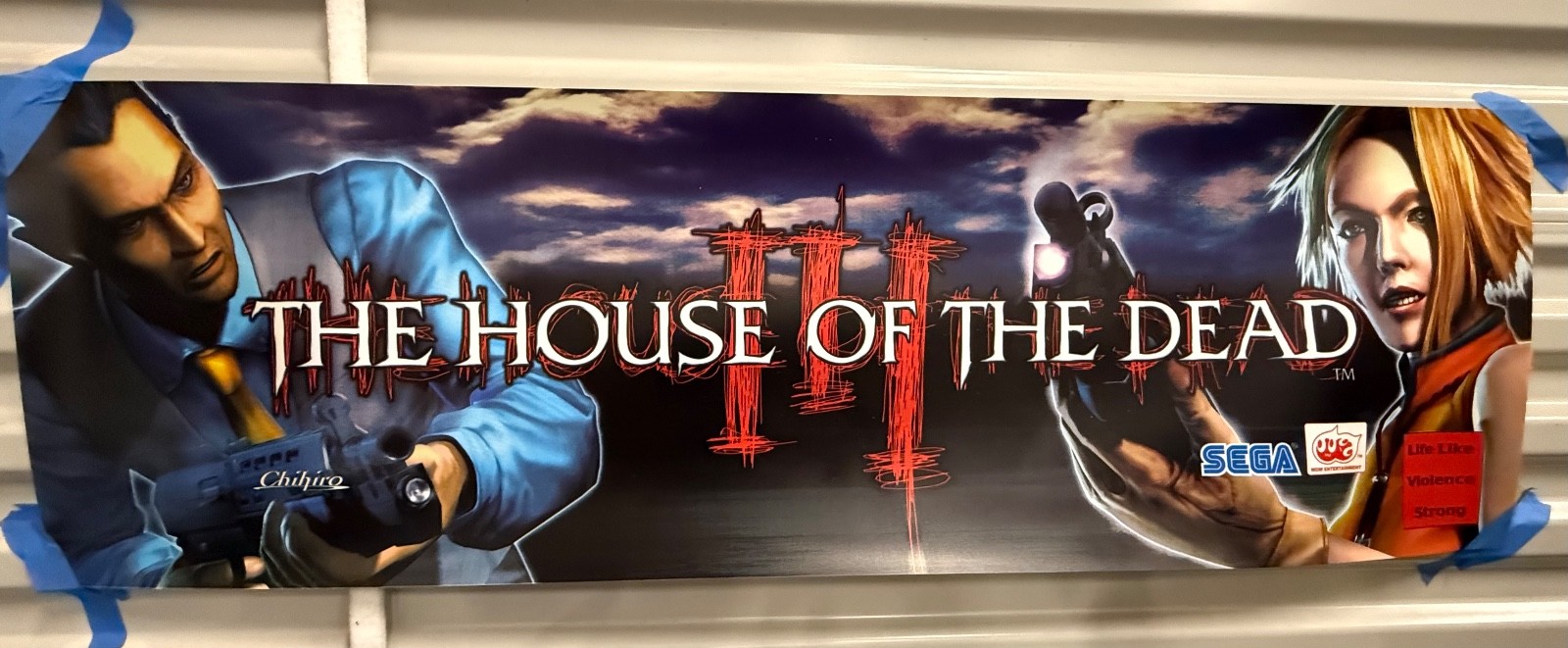 NOS SegaHouse Of the Dead III Deluxe MARQUEE TRANSLITE- part # 999-1603  14 x 44