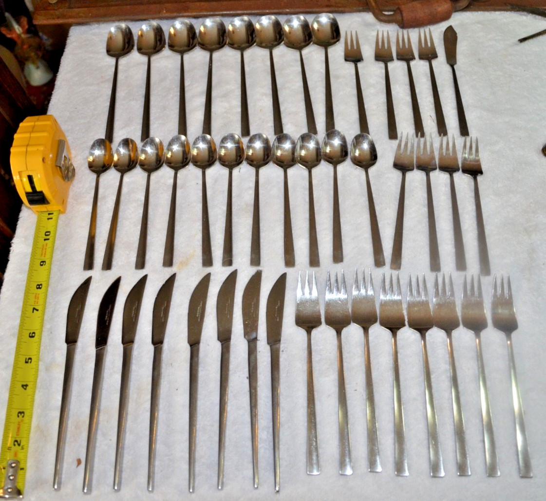 qty 43  MID CENTURY PRESENT Stainless Flatware "WAIKIKI"- Full Set