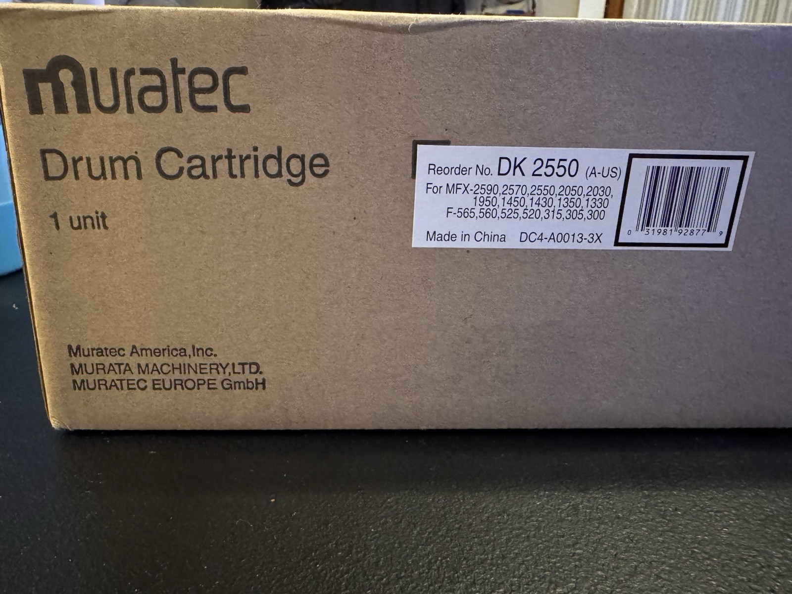 Genuine Muratec DK2550 Drum Cartridge OEM New MFX 2550 2570 2590 1950 1450