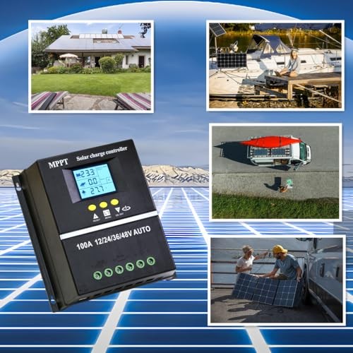 MPPT Solar Charge Controller 12V 24V 36V 48V LCD Display Battery 100A
