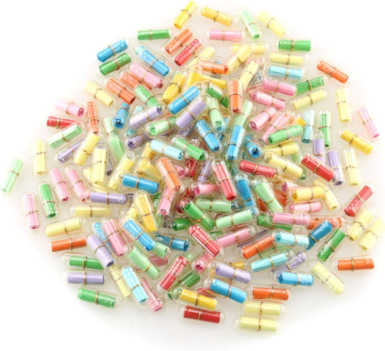 20pc Clear Pill Bottles - Cute Love Note Capsules With Paper Roll for Birthday