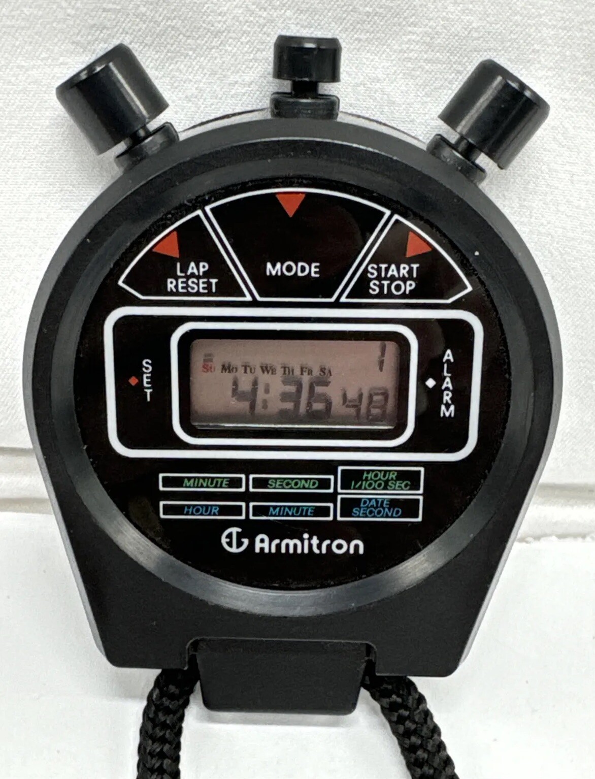 Armitron Date Lap Stopwatch Stop Watch Clock Alarm NEW BATTERY