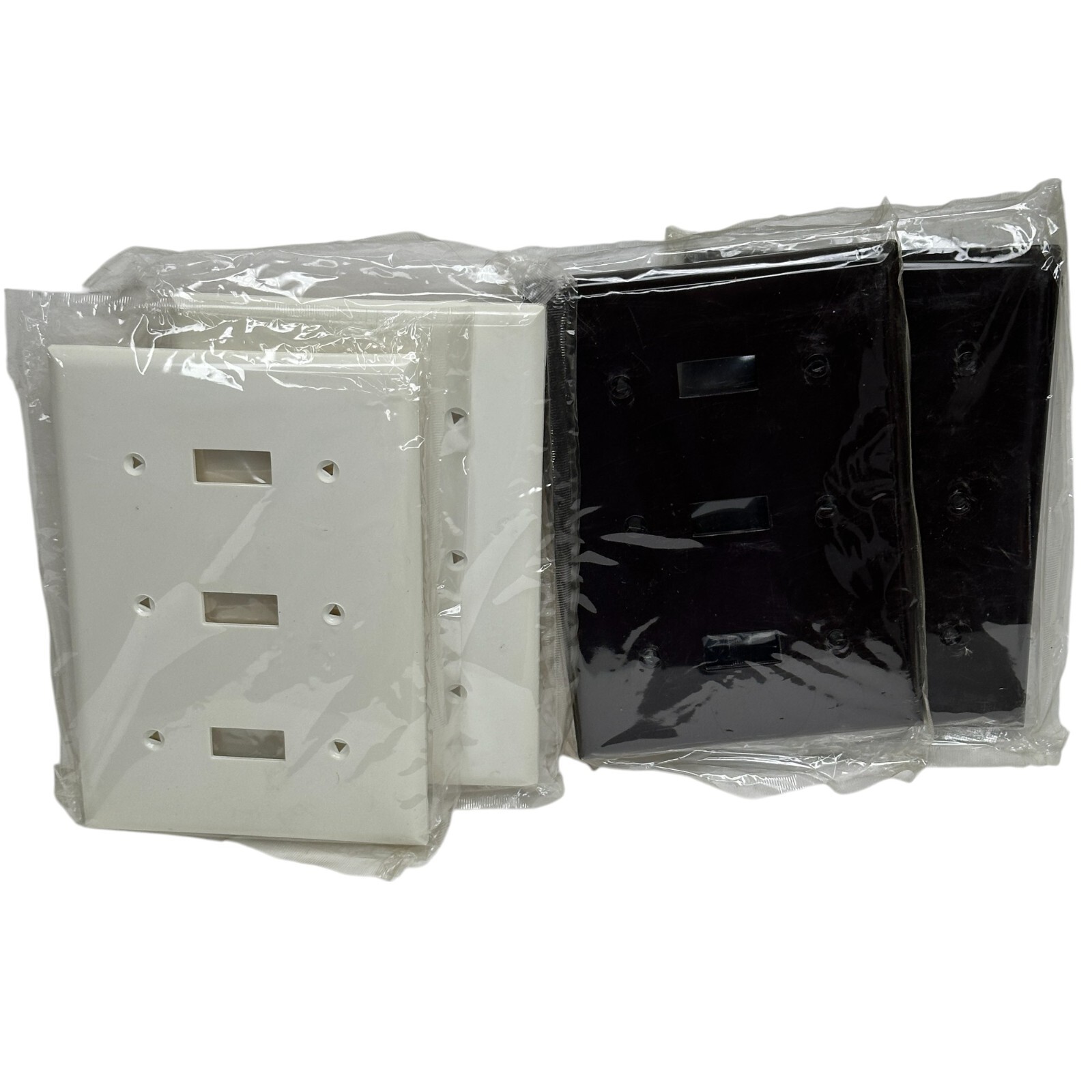 Lot of 4 Cooper Wiring Devices 5141B and 5141W 3-Gang Toggle Wallplates
