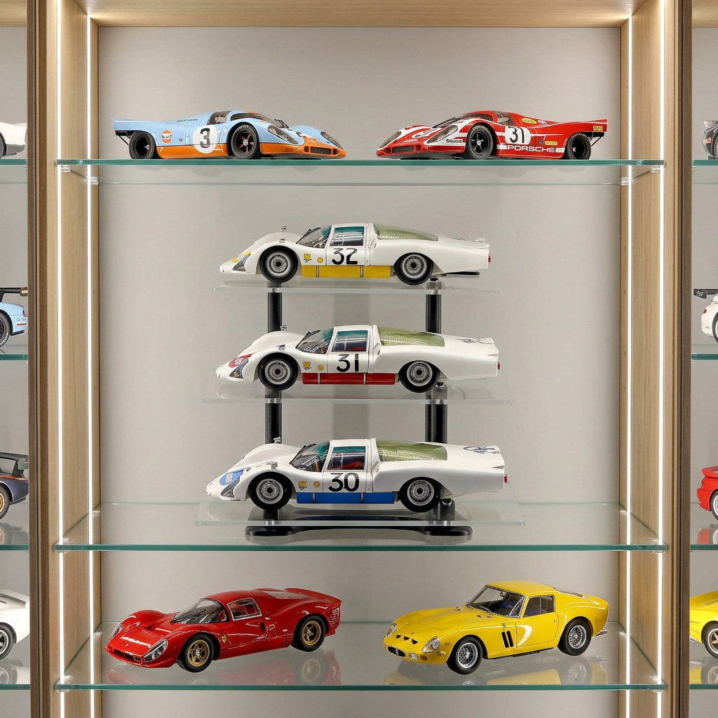 1:18 Scale Acrylic Display Stand for Diecast Model Cars, 3 Tier Shelf Black