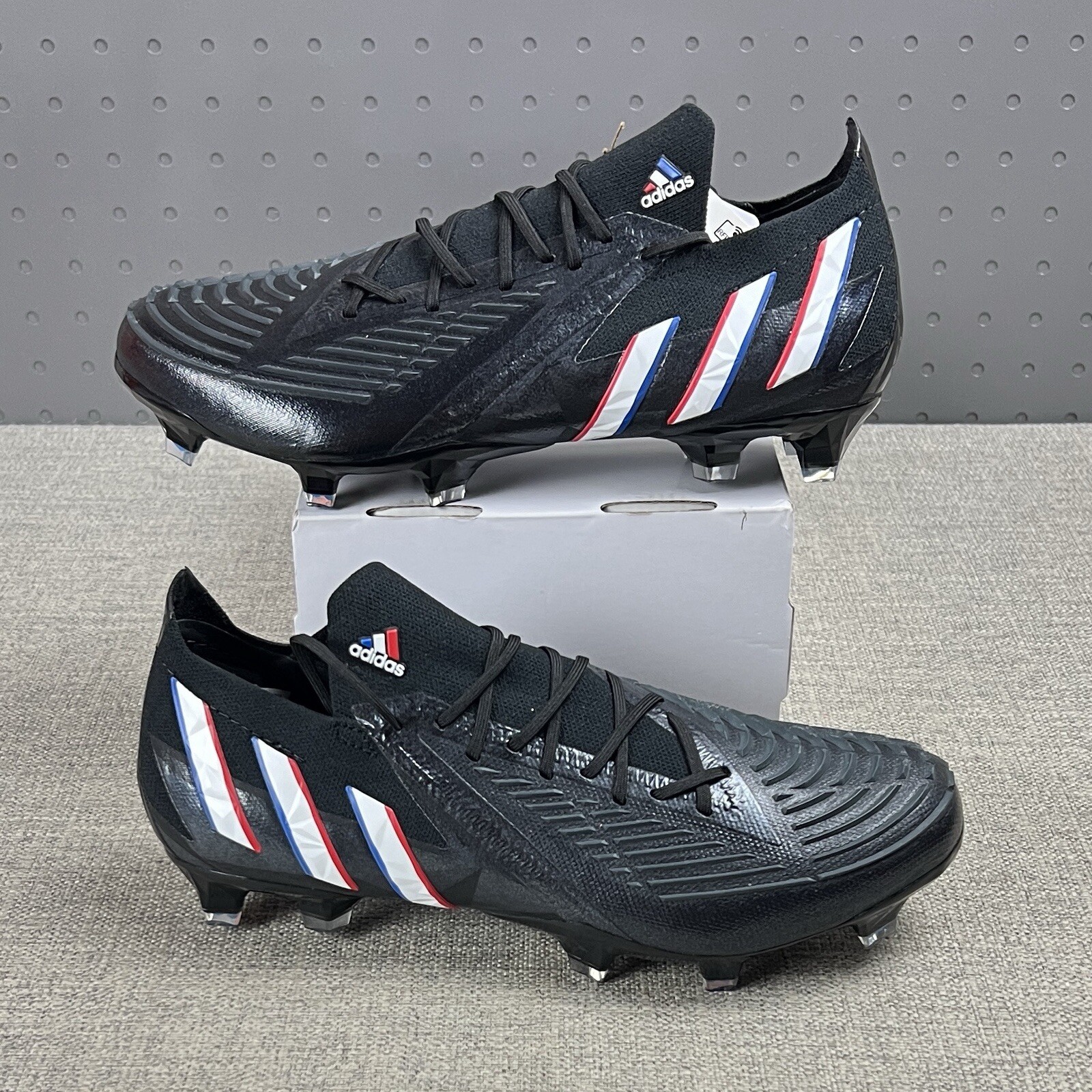 Adidas Predator Edge.1 FG Soccer Cleats Black Red Blue HO2935 Men's 7 / Womens 8