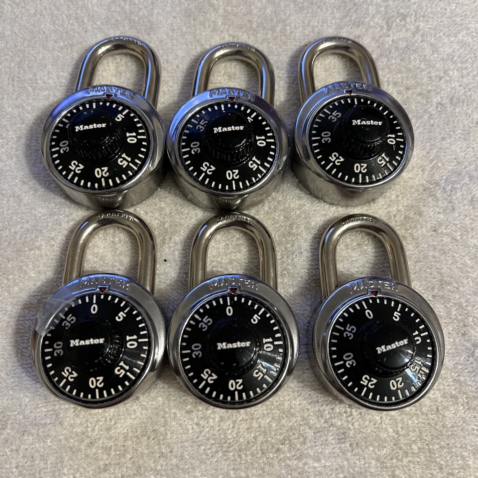 Lot Of 6 MASTER Combination Padlocks With Combinations Nice Condition