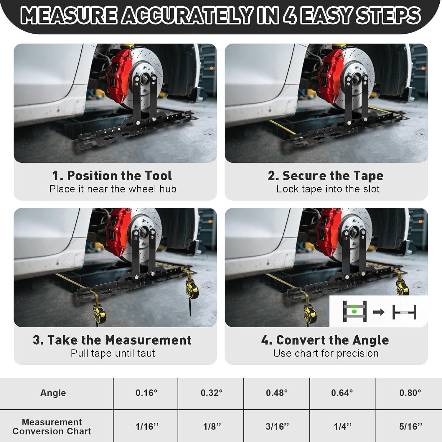 Precision Wheel Alignment Tool Kit with Heavy-Duty Toe Plates - Universal Fit