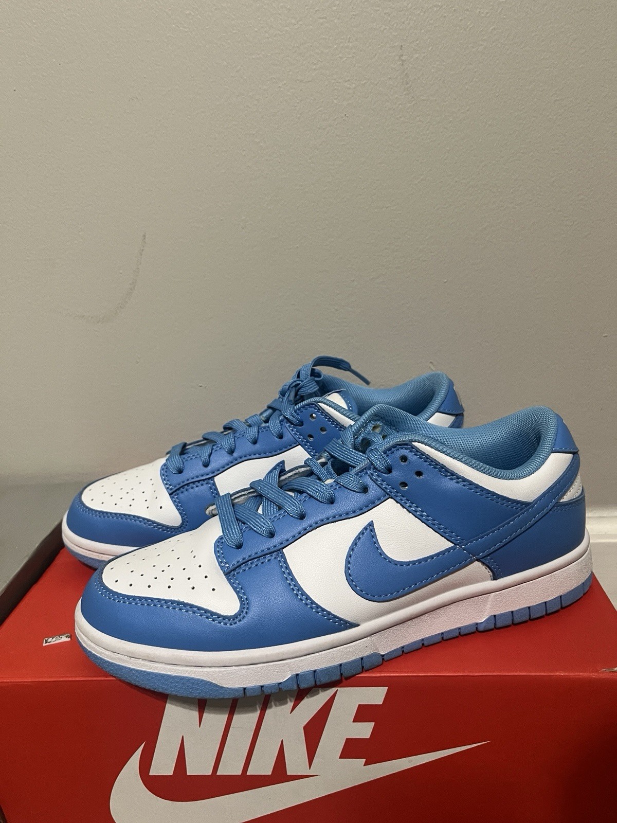 Nike Nike Dunk Low Blue/White Colorblock Lace-Up Low Top Sneakers Authentic