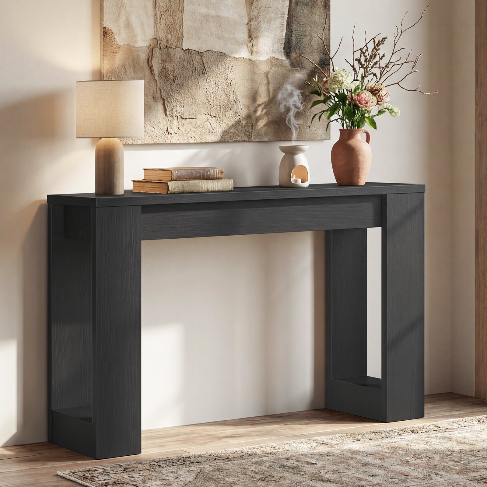 Console Table Sofa Table Side Table Entryway Table Black 47.2” x 11.8” x 31.5”