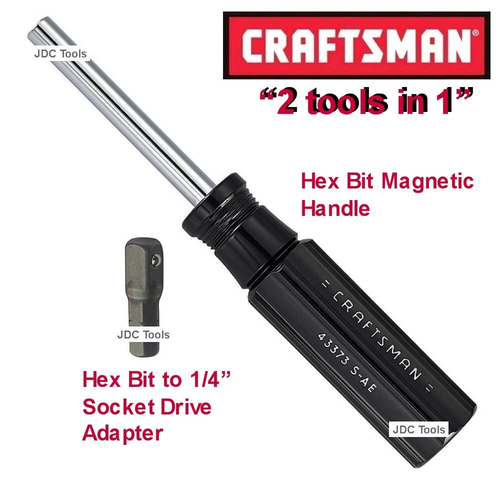 Craftsman Magnetic Bit Holder Handle w 1/4 Drive Spinner Adapter