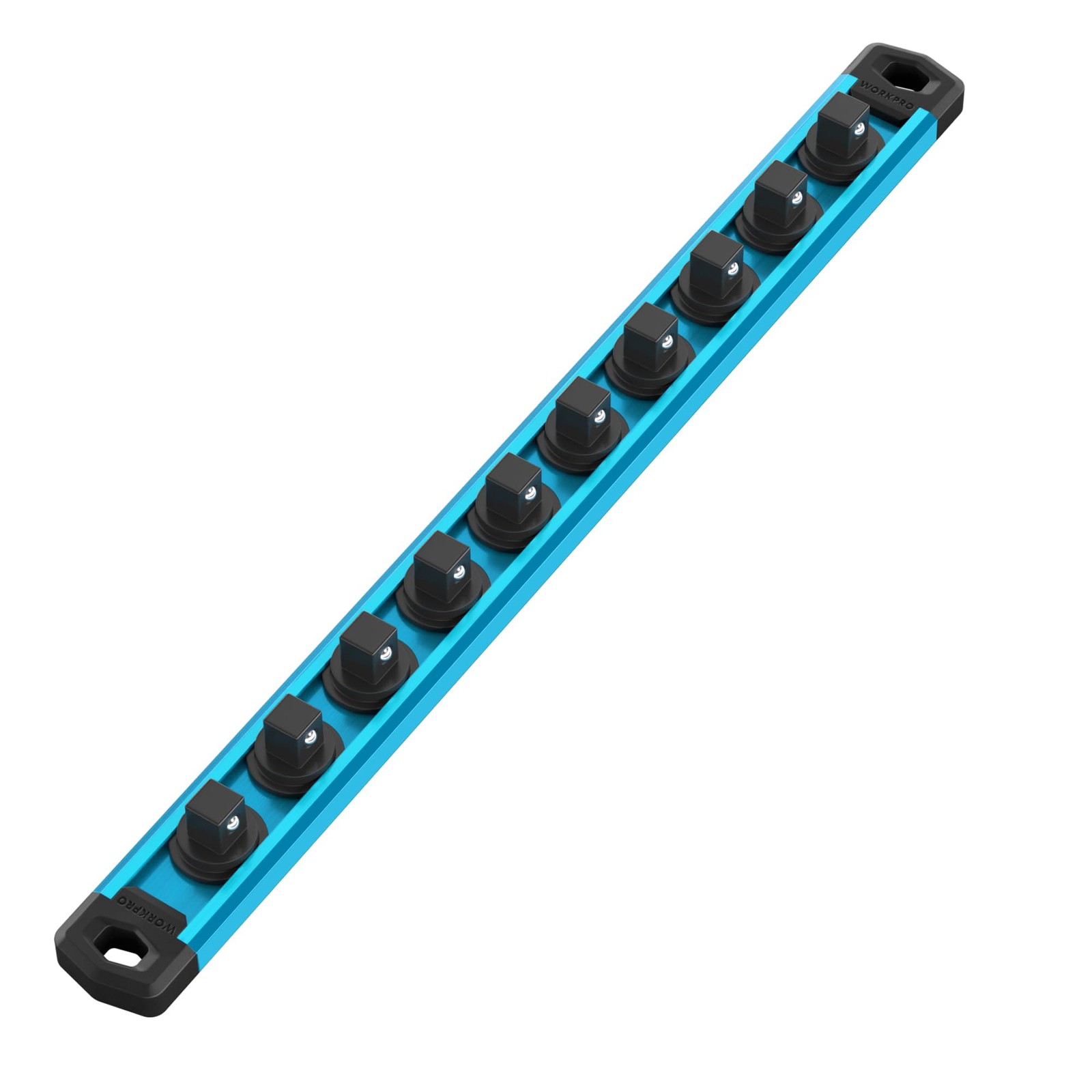 Magnetic Socket Organizer 3/8 Inch Drive Aluminum Alloy 10 Clips Heavy Duty Rail