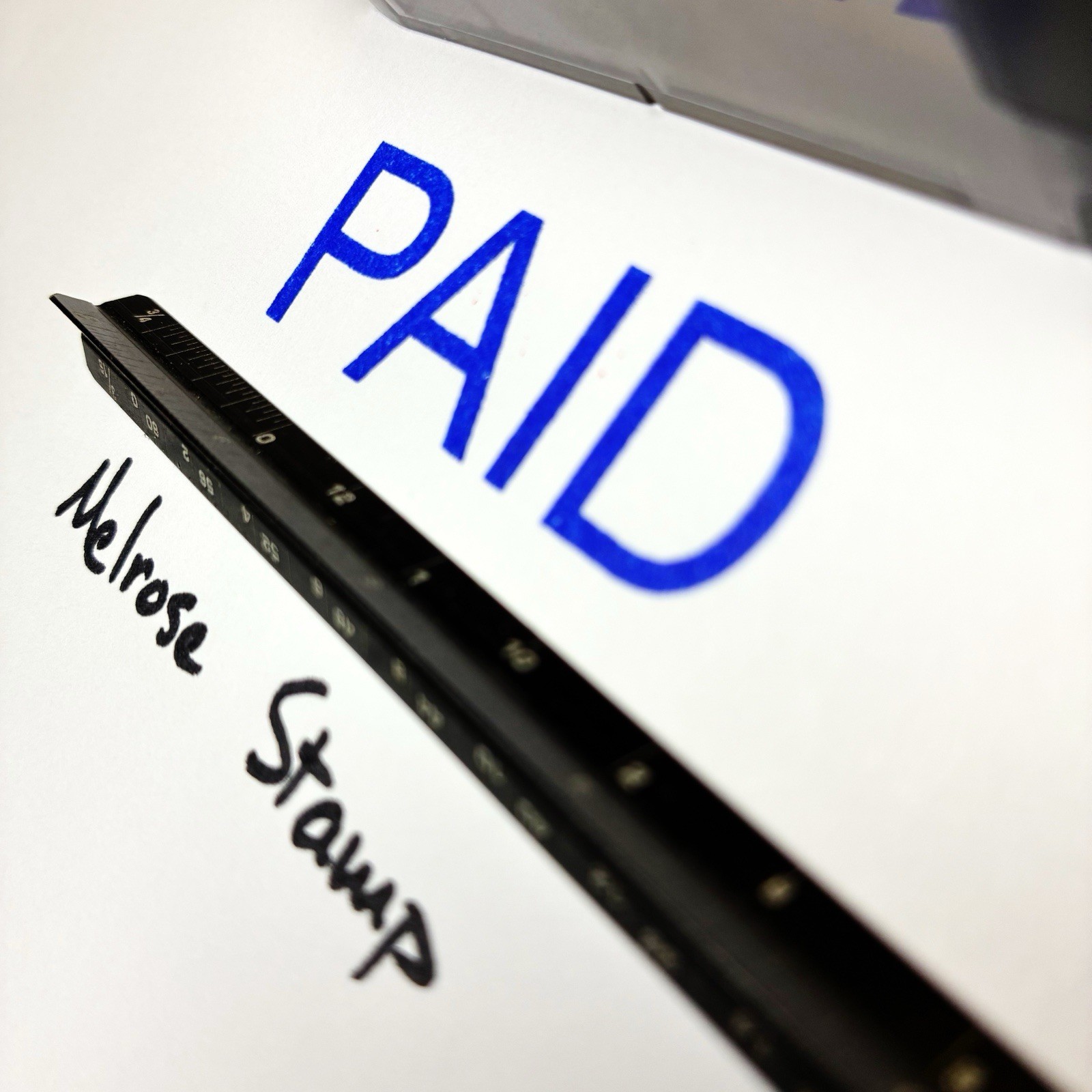 Paid Rubber Stamp Blue Ink Self Inking Ideal 4913