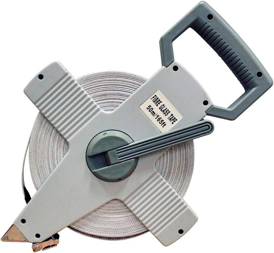 Amber Open Reel Measuring Tape Vinyl Fiberglass, Double-Sided, Heavy-Duty