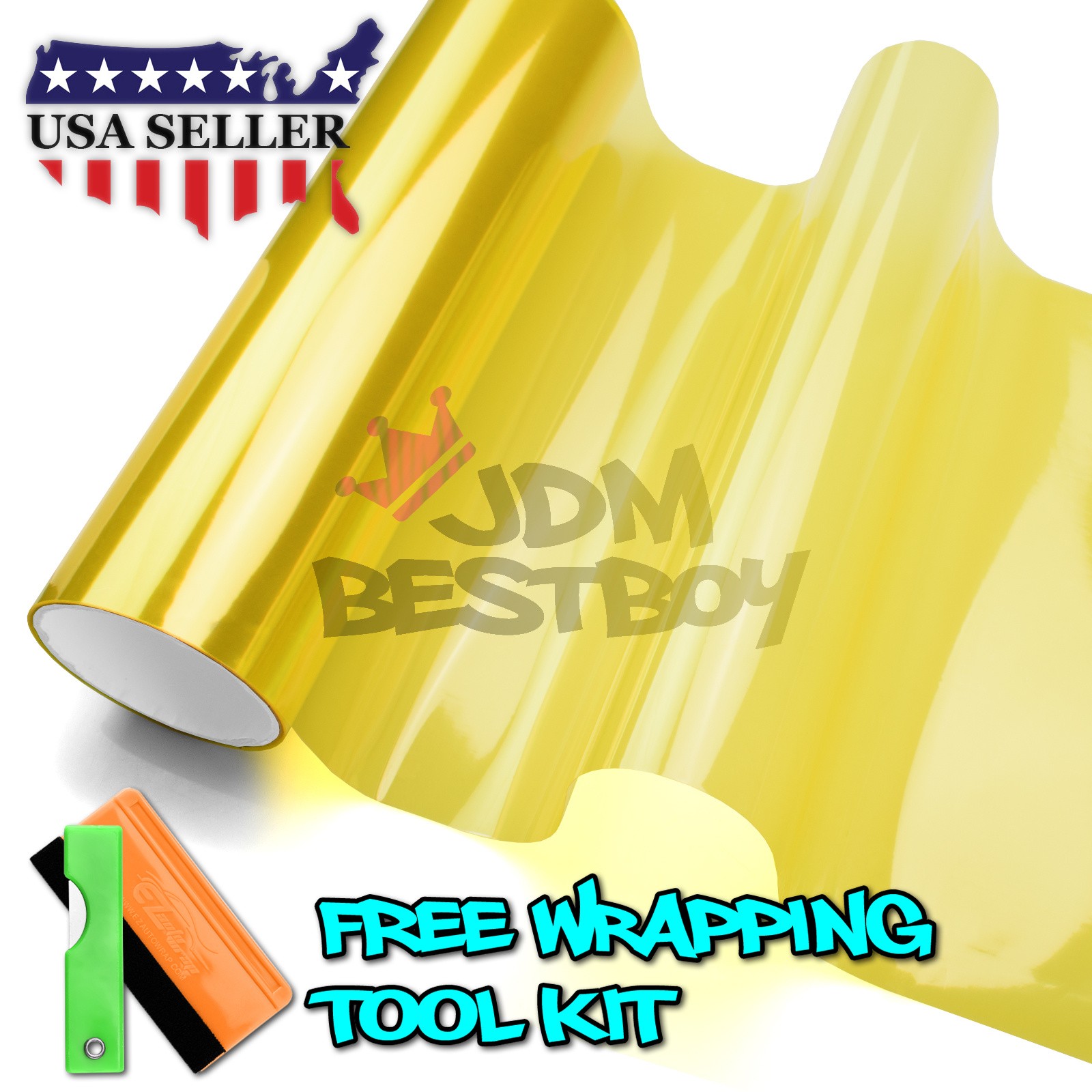 12"x24" Gloss Golden Yellow Tint Headlights Fog Lights Sidemarkers Vinyl Film