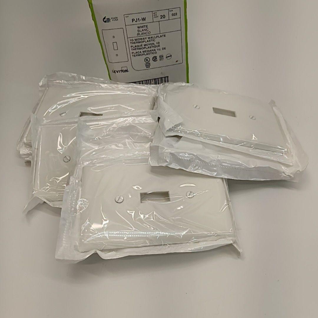 Leviton PJ1-W White 1G Midway Toggle Wallplate Thermoplastic 8 Pack USA
