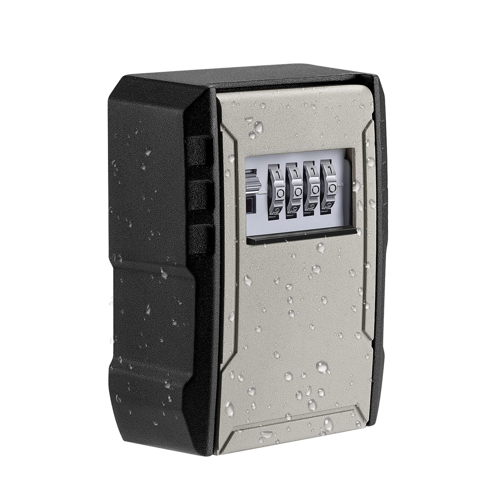 UPGRADE Extra Large Capacity Key Lock Box, Weatherproof Wall Mount Grey