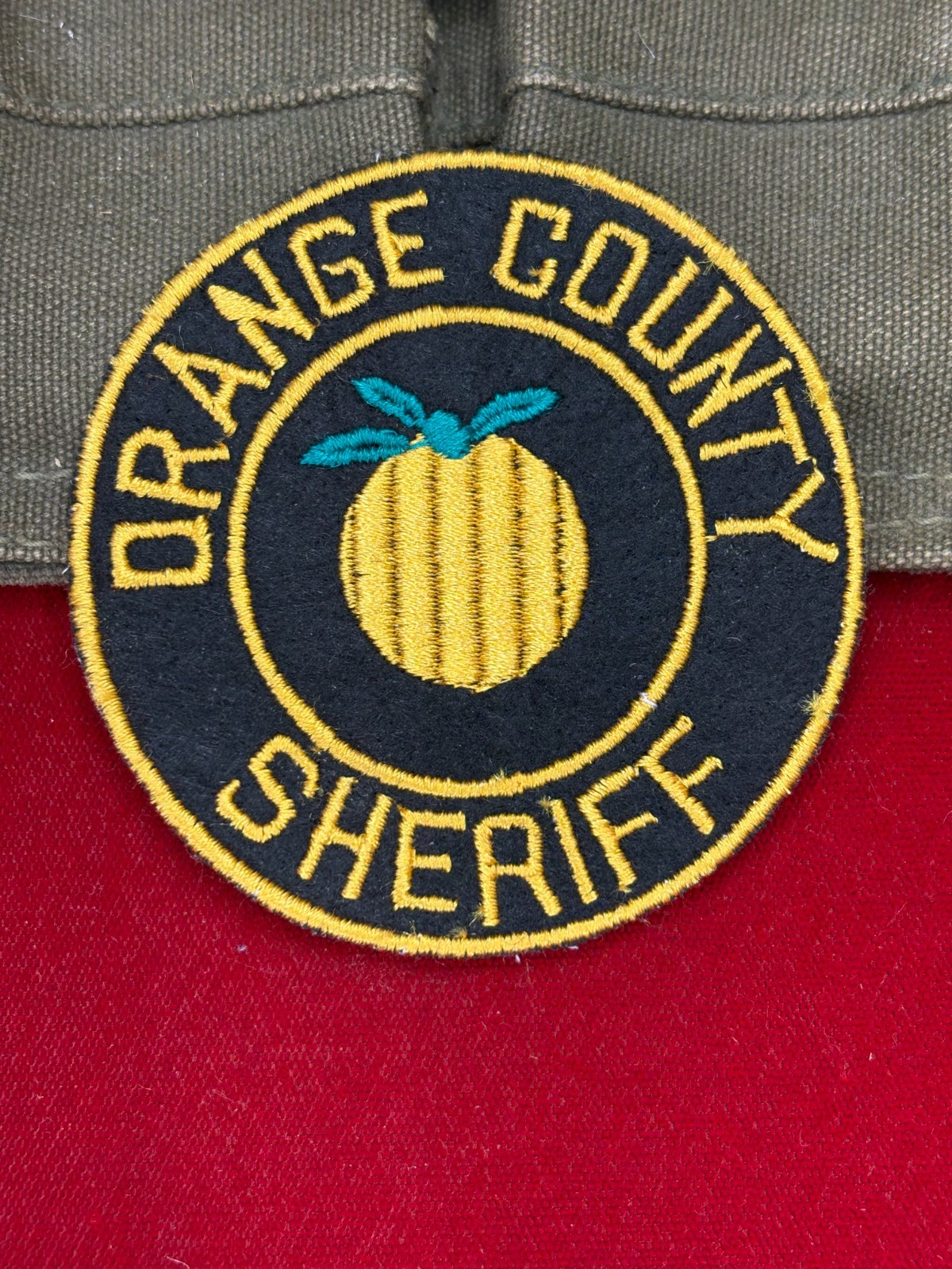 VTG/OBSOLETE "ORANGE CO CALIFORNIA SHERIFF" SEW-ON CHEESE CLOTH SHOULDER PATCH