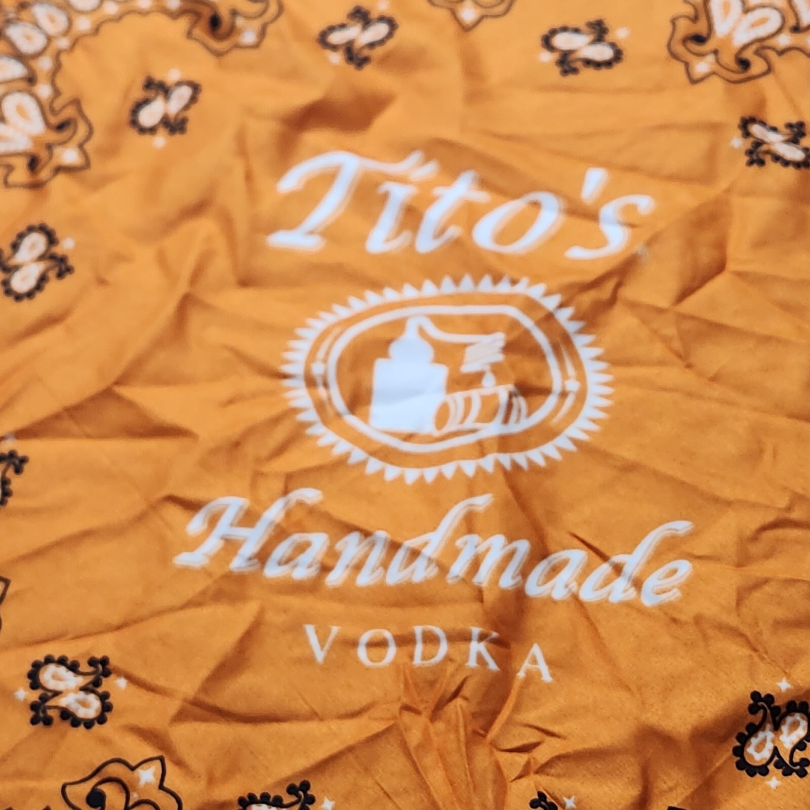Tito's Vodka Black & Orange Bandana Dog Scarf Handkerchief Dew Rag