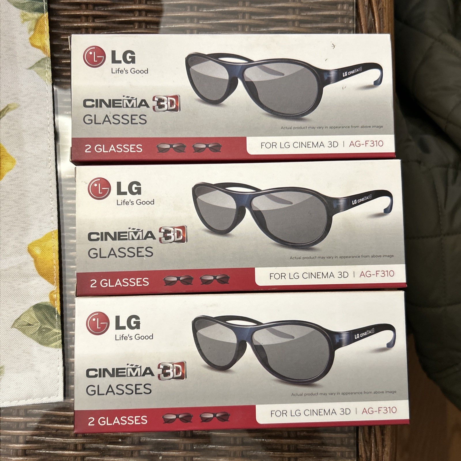NEW LG Cinema 3D Glasses AG-F310 2 Pairs per Box. 3 Boxes