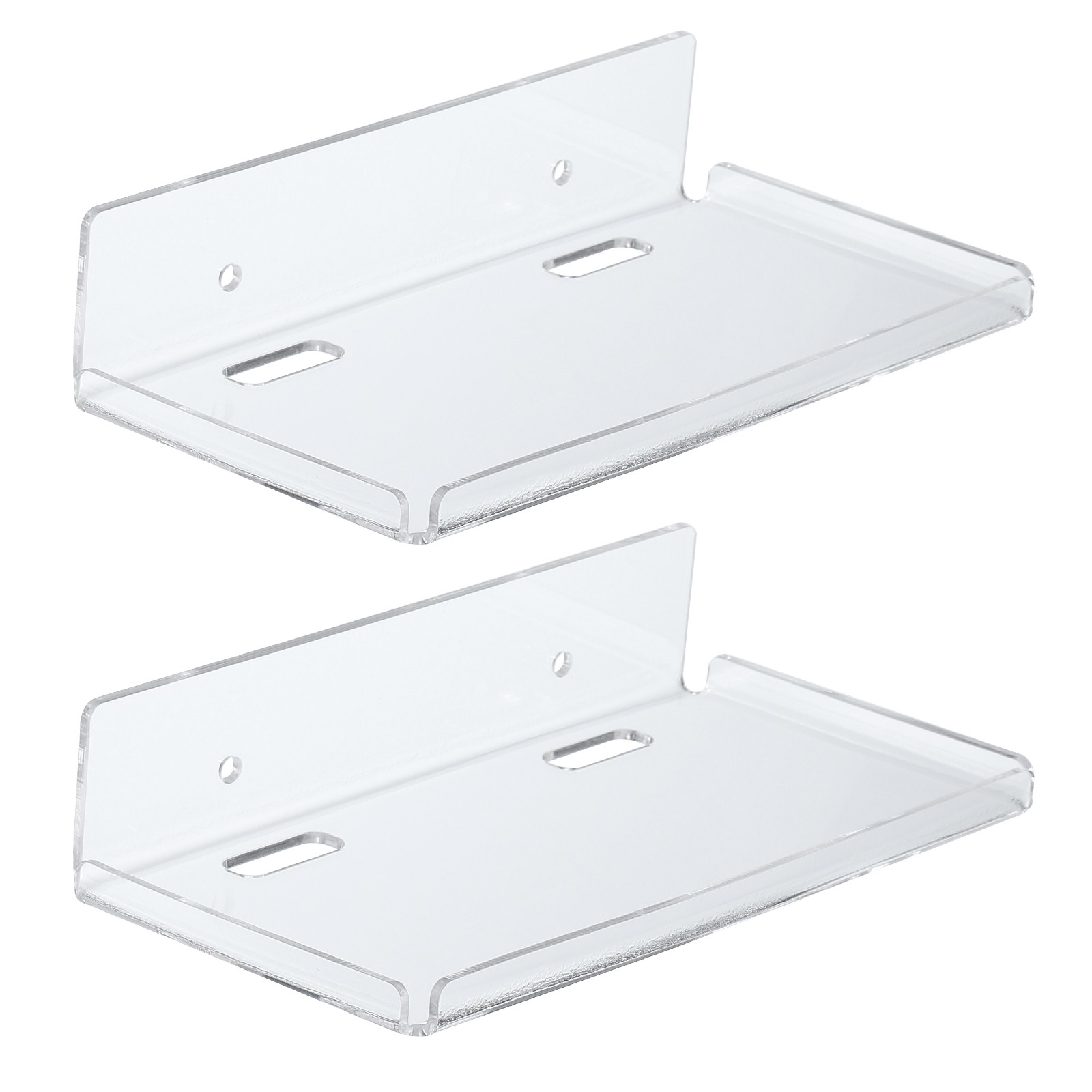 2Pcs 8" Small Floating Shelves Clear Acrylic Shelf for Wall with Cable Manager