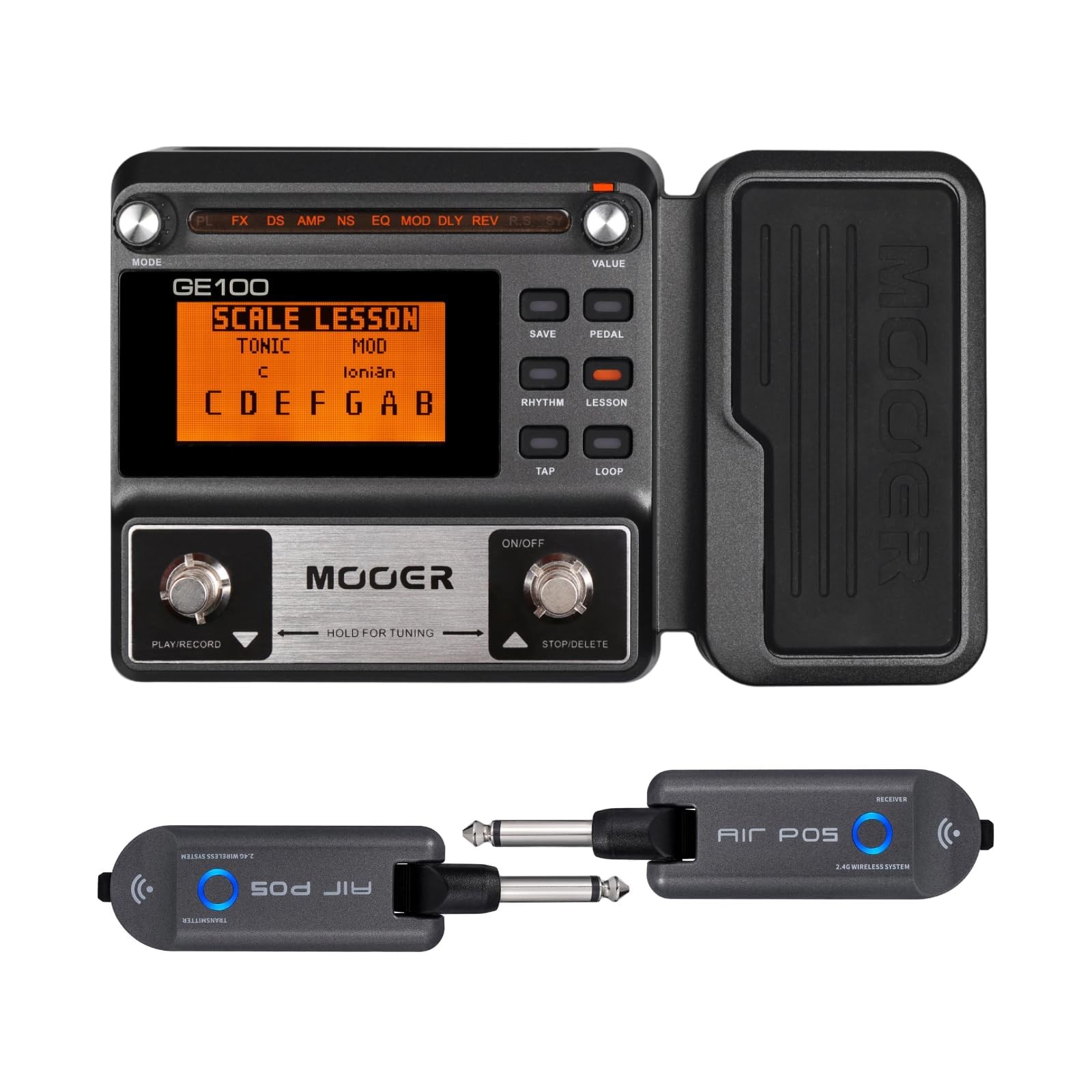 MOOER GE100 Guitar Multi Effects Pedal with Air P05 Wireless System