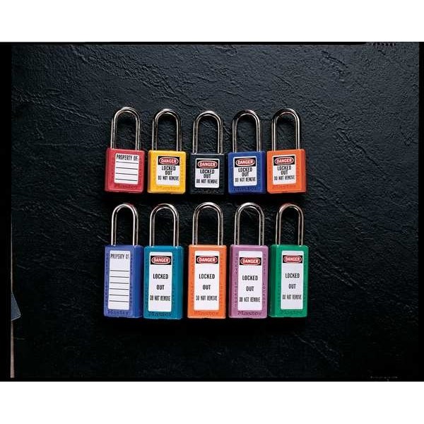 Master Lock 411Blk Lockout Padlock, Keyed Different, Thermoplastic, Black, 1