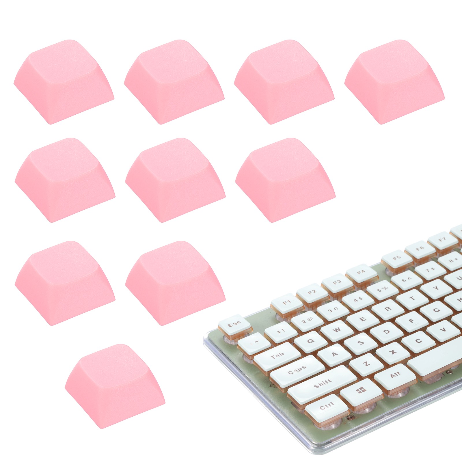 10Pcs XDA Profile Keycap Set PBT Mechanical Numeric Keypads, Pink
