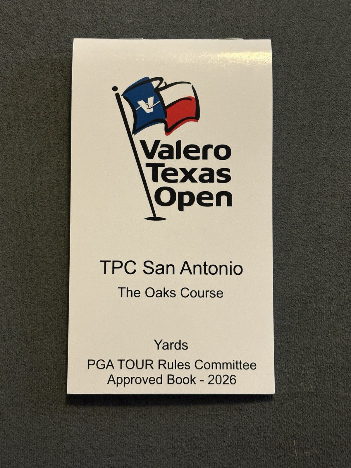 TPC San Antonio The Oaks Course Valero Texas Open PGA Tour Yardage Book New 2026