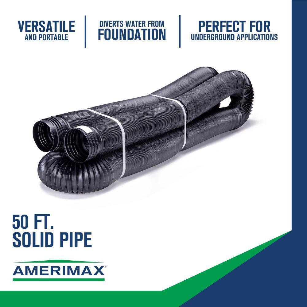 FLEX Drain Pipe Expandable 4 in. x 50 ft. Black Copolymer Solid Divert Water
