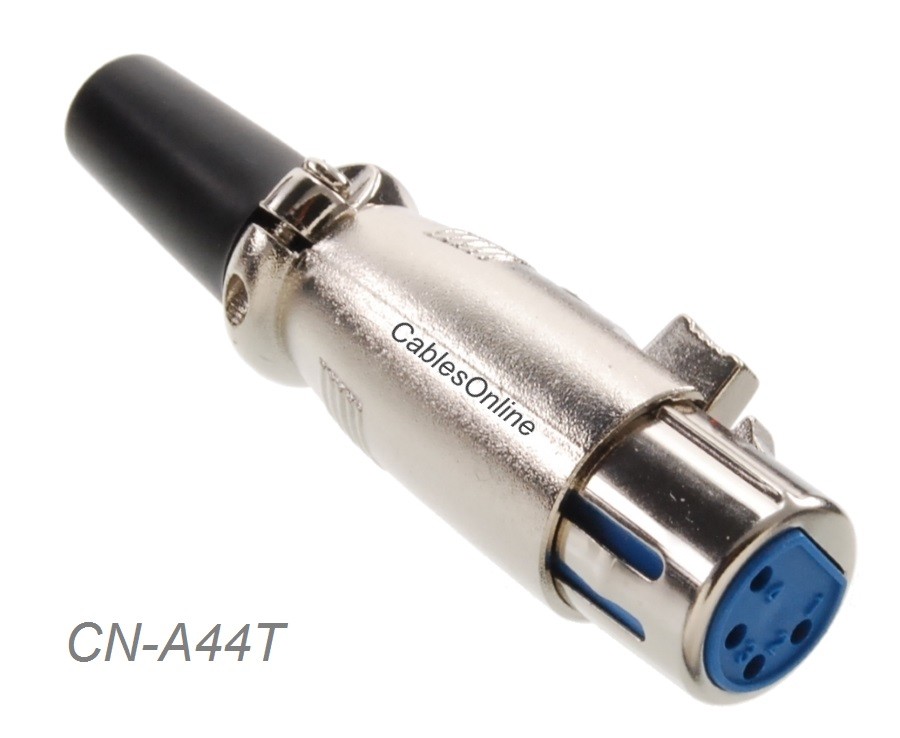 XLR 4-Pin Female Solder Type Silver Metal Connector, CN-A44T